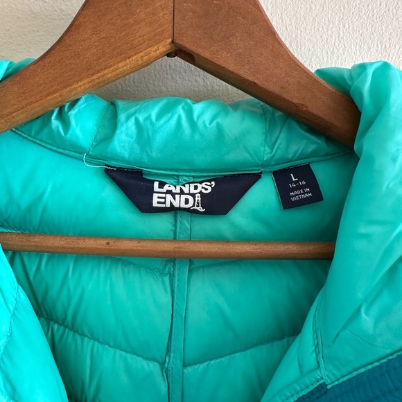 Lands' End Wanderweight Teal Puffer Coat - Picture 3 of 3